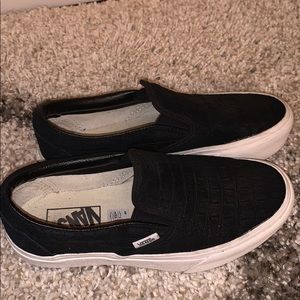 Van’s Platform Faux Crocodile Slip Ons